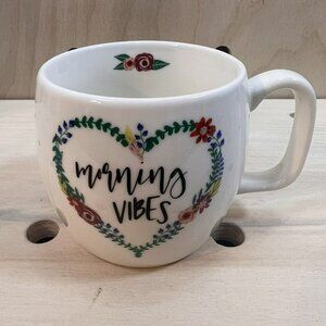 Opal House Coffee Mug Tea Cup 16 oz Stoneware Morning Vibes Floral Heart NEW
